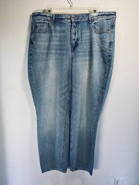 American Eagle Womens Mom Jeans Size 18 Regular Light Wash High Rise 100% Cotton